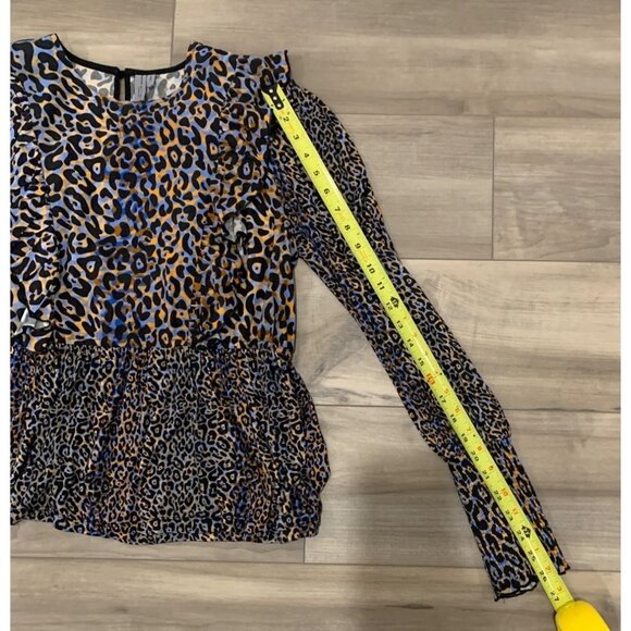 Anthropologie Bl^nk Moira Ruffled Peplum Leopard Print Top Size S - Picture 7 of 13
